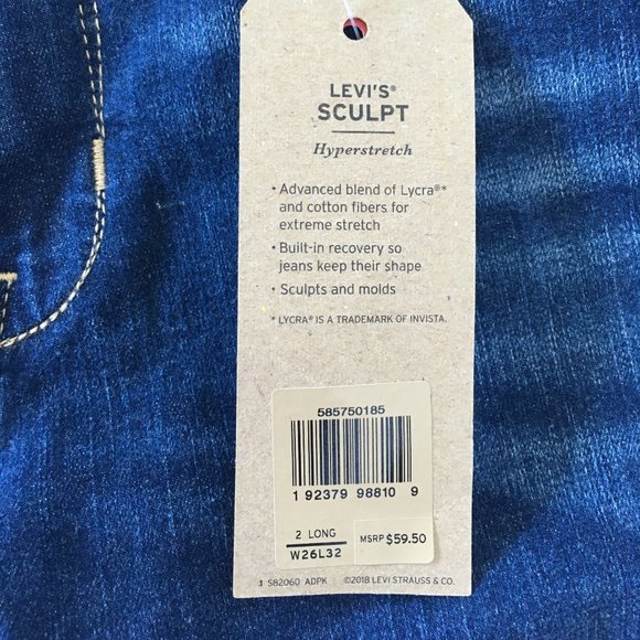 HP Levi's Women's Mid Rise Skinny Jean Size 2L 26x32 - Picture 5 of 7